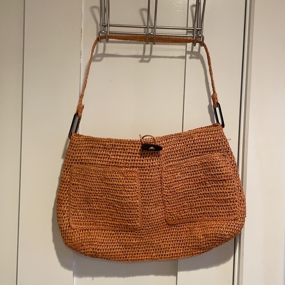 Annabel Ingall Handbags - Annabel Ingall Orange Raffia Shoulder Bag